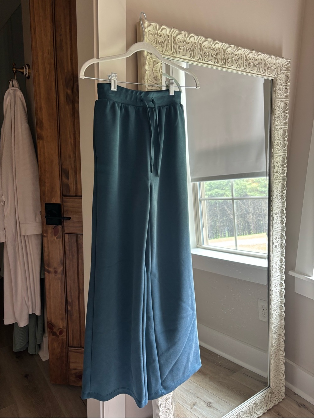 All in Motion Wide Leg Drawstring Lounge Pants in Teal Blue